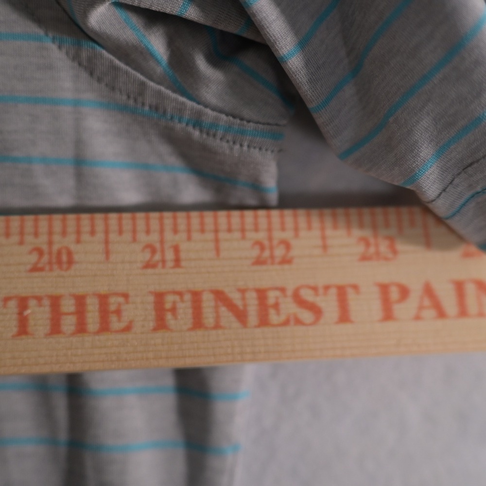 Johnnie-O Mens Striped Performance Polo Shirt Grey Turquoise Size M Golf Casual - Picture 4 of 8